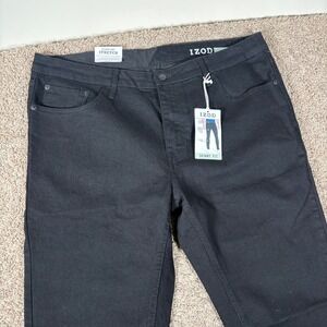 IZOD Mens Skinny Fit Comfort Stretch Jeans Black Ink 38x32 Sportflex New